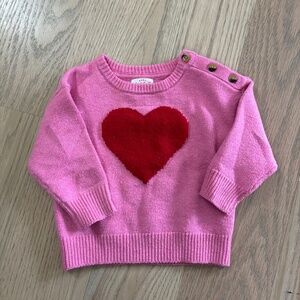 Cat and Jack Pink Heart Sweater 6-9M EUC